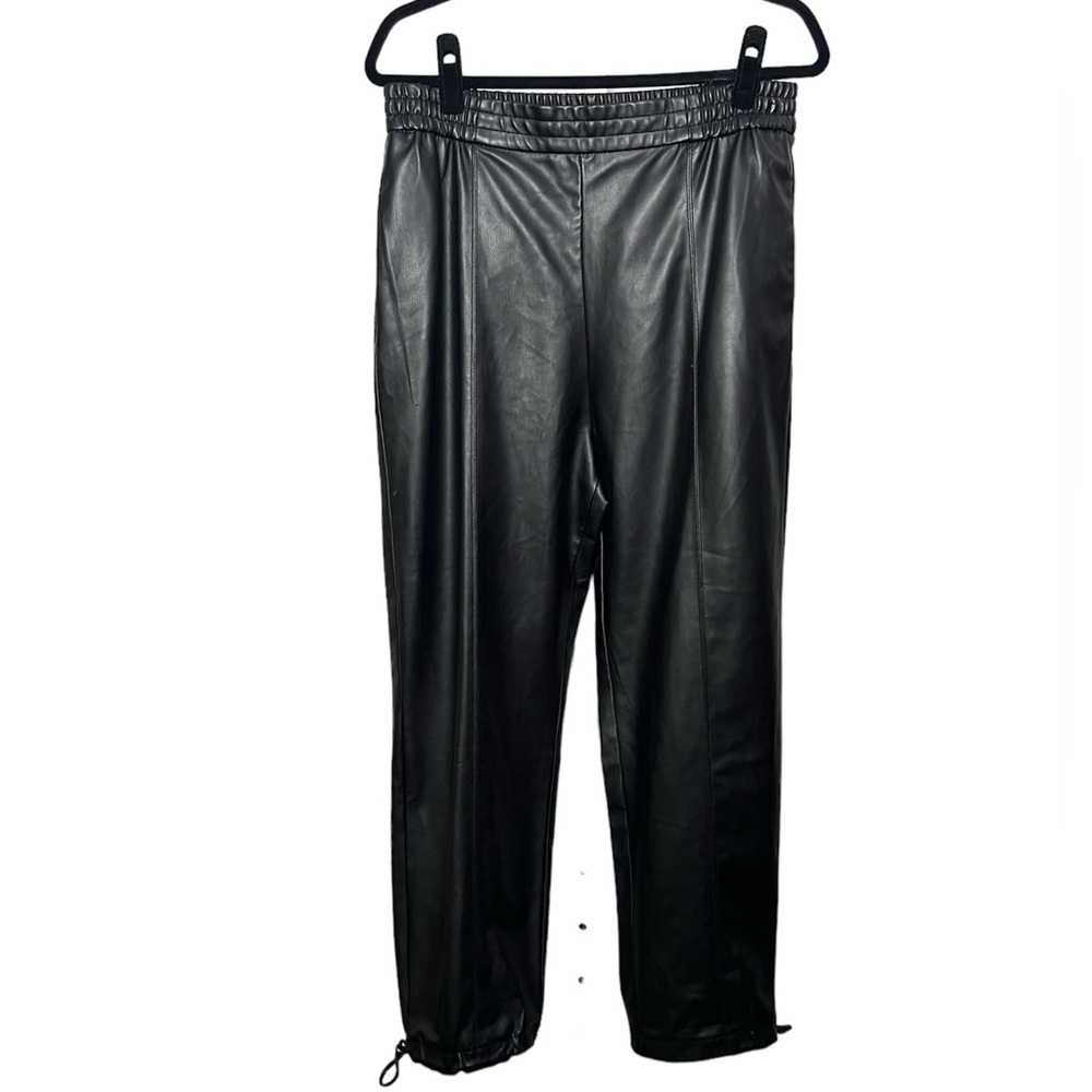 ZARA High Rise Faux Leather Fleece Lined Pull On Pants - Picture 3 of 9